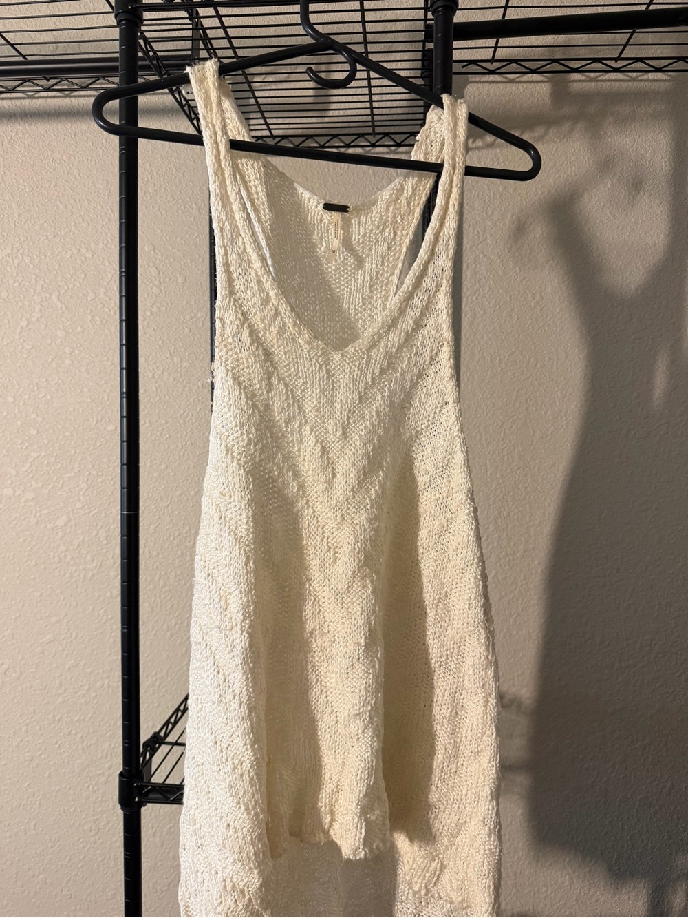 Free People Ivory Open-Knit Sleeveless Top
